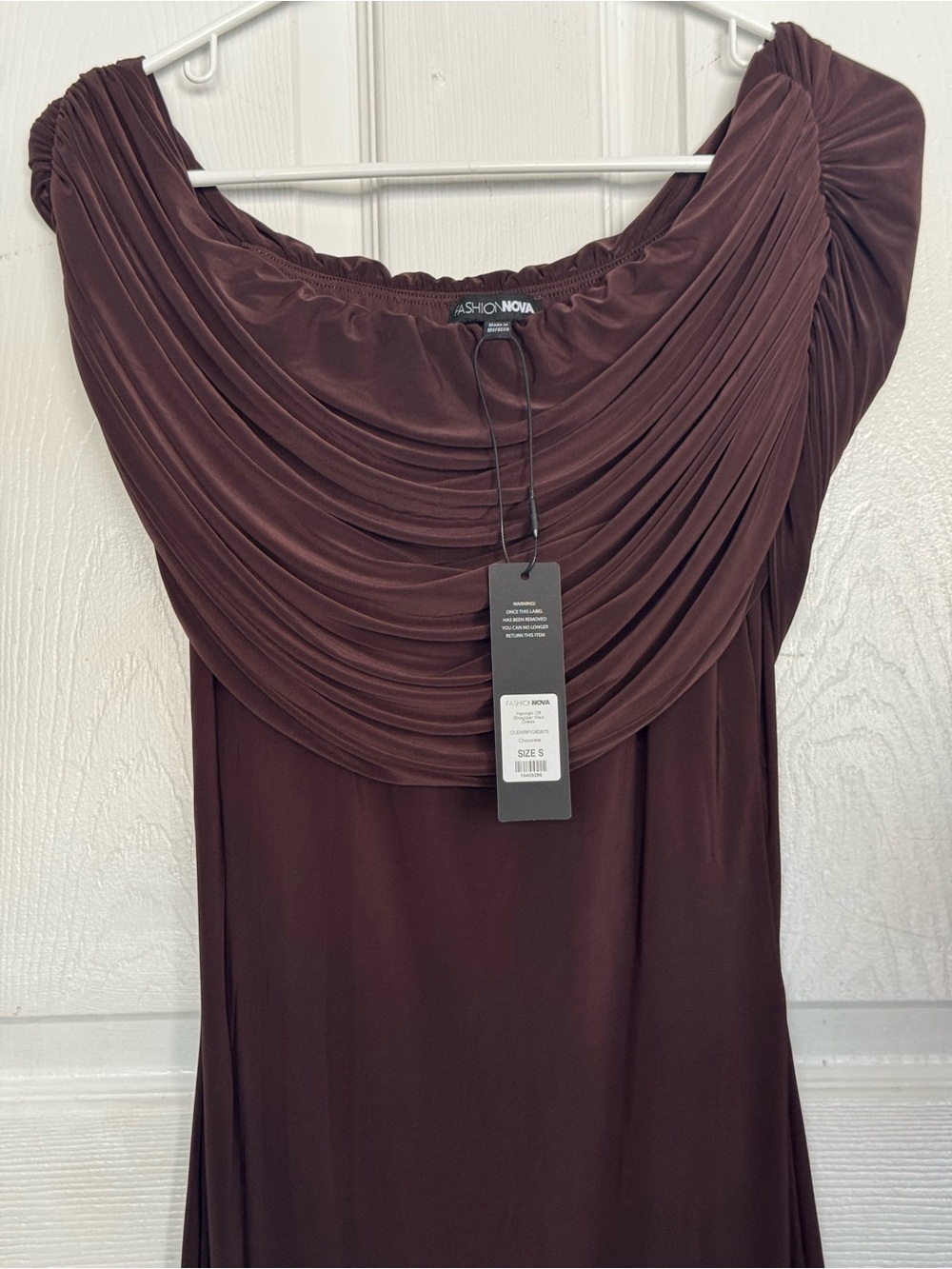 Fashion Nova Draped Off-Shoulder Maxi Dress - Plum